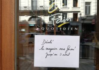 De winkels van Le Pain Quotidien (hier Dansaertstraat) sluiten door de dreiging van het coronavirus (covid-19)