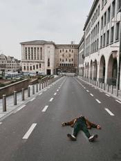 De Kunstberg oogt verlaten door de lockdownmaatregelen om het coronavirus (covid-19) in te dijken