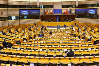 Lockdown coronavirus: het Europees Parlement, bijna leeg