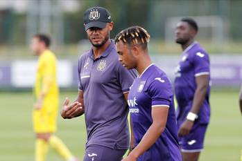 Vincent Kompany op een training van RSC Anderlecht in Neerpede in juli 2020