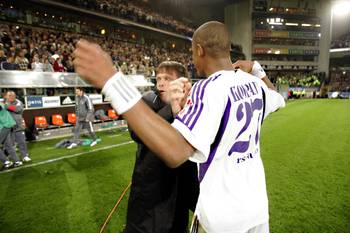 Anderlecht-coach Frank Vercauteren en speler Vincent Kompany in 2005