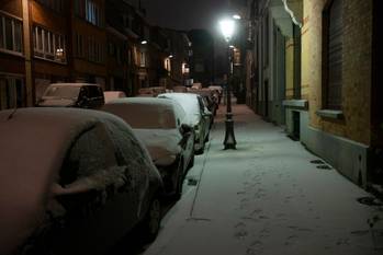 Sneeuw in Jette op zondagnacht 7 februari 2021
