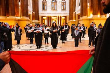 Zondag 7 januari 2024: protest tegen het geweld in Gaza aan het Beursgebouw.