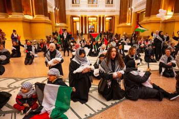 Zondag 7 januari 2024: protest tegen het geweld in Gaza aan het Beursgebouw