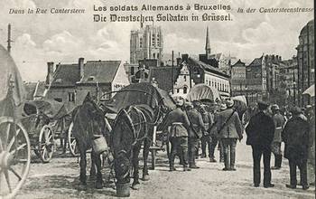 1914 1918 Duitse soldaten in Brussel Cantersteen