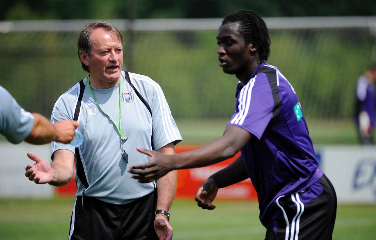 Romelu Lukaku en toenmalig Anderlecht-coach Ariël Jacobs in 2010.