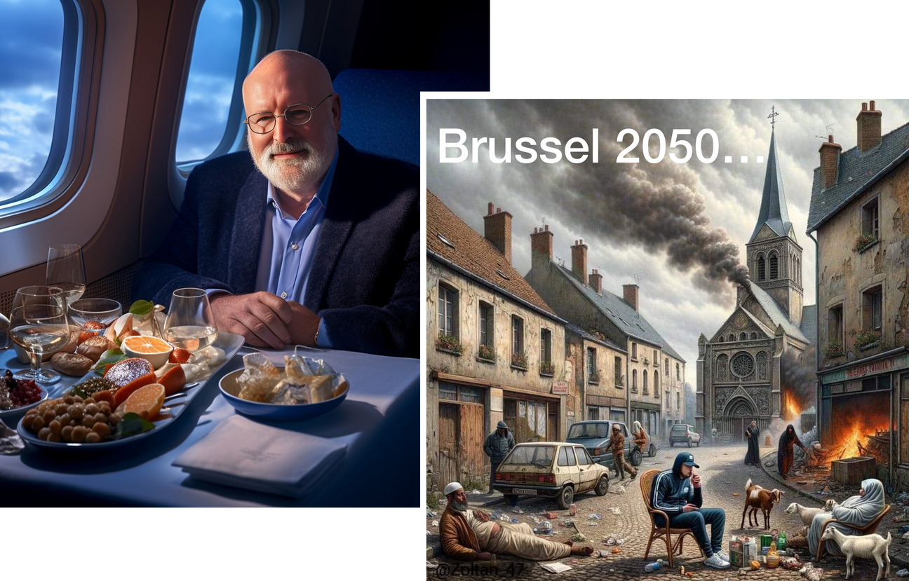 20240430_Montage Verkiezingscampampagne AI_Filip Dewinter en AI-beeld Frans Timmermans_(c)_Montage BRUZZ