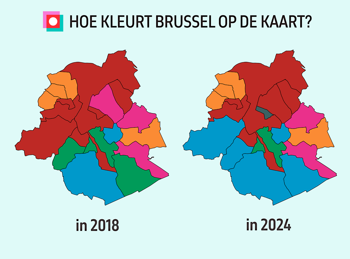 Gemeenteraadsverkiezingen 2018 en 2024 hoe kleuren de gemeenten_(c)_BRUZZ