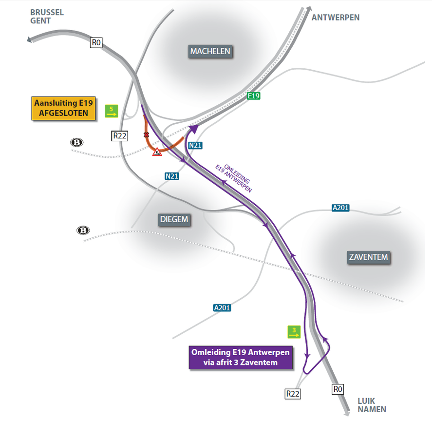Verbinding tussen Brusselse ring en E19 komend weekend afgesloten | BRUZZ