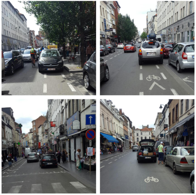 De foto's laten weinig aan de verbeelding over als het gaat over fietspadparkeerders in Molenbeek. 