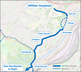 traject nieuwe tramlijn Heembeek