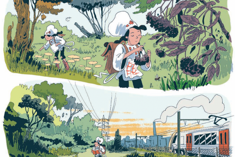 'Yasmina en de aardappeleters' van Wauter Mannaert, te zien in de overzichtstentoonstelling in het Stripmuseum.