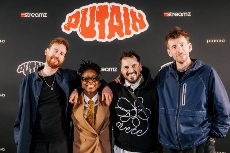 Frederik Willem Daem, Nadège Bibo-Tansia, Gorik Van Oudheusden en Deben Van Dam op de Belgische première van 'Putain' in december 2024.