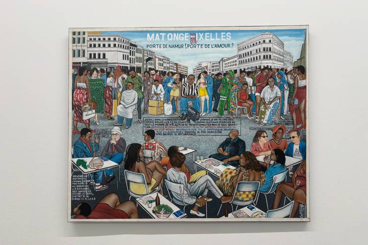Werk van Chéri Samba in 'Eine Stadt als Atelier' in het Kölnischer Kunstverein.
