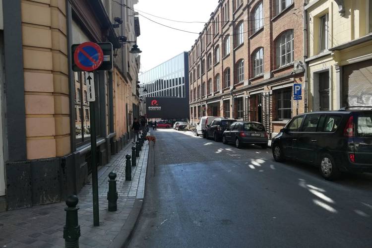 De nieuwe vestiging van de Erasmushogeschool, gezien vanuit de Aalststraat