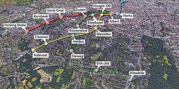 Mogelijke trajecten metro 3 Zuid