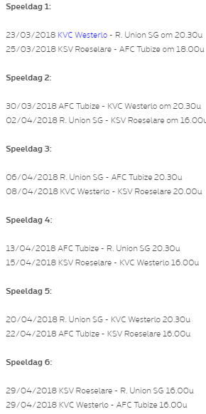 Programma Play-downs