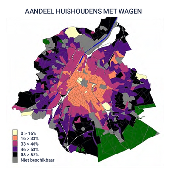 Aandeel Brusselse huishoudens met wagen