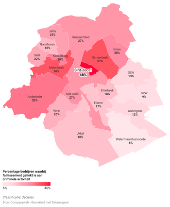 kaart faillissementen gelinkt aan criminaliteit