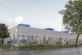 Nieuw trainingscentrum voor safe.brussels aan Havenlaan (schets)