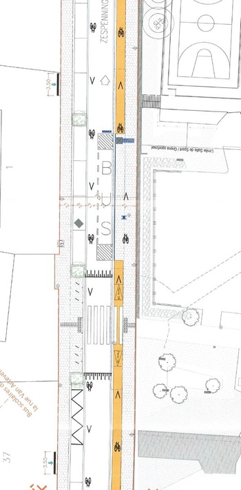 Fietspad Zespenningenstraat plan