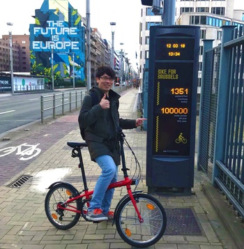 100.000e fietser Wetstraat teller