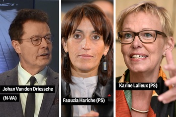 Johan Van den Driessche (N-VA), Faouzia Hariche (PS) en Karine Lalieux (PS)