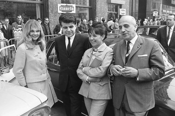 Guy Cudell in 1967 met Juliette Greco (midden) en Michel Piccoli