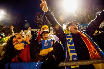 Juichende supporters van Union-Saint-Gilloise