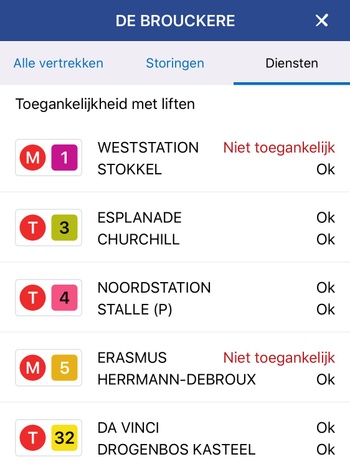 MIVB-app toegankelijkheid liften