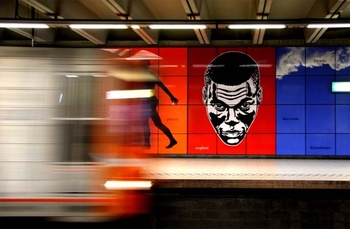 Het werk van  Jean-François Octave in metro Heizel.