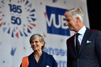 20 september 2019: rector Caroline Pauwels op de speciale opening van het academisch jaar. ULB (Universite Libre de Bruxelles) en VUB (Vrije Unversiteit Brussel) vieren hun 185ste en 50ste verjaardag in aanwezigheid van koning Filip