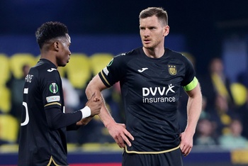 Jan Vertonghen, kapitein van RSC Anderlecht, tijdens de gewonnen UEFA Conference Leaguewedstrijd tegen het Spaanse Villarreal van 16 maart 2023