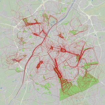 Perspective.brussels vroeg 1200 lopers hun parcours te delen. Hieruit blijkt dat mensen vooral in parken en over de grote assen lopen.