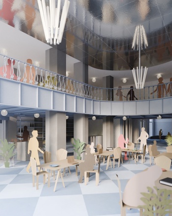 De plannen voor het vernieuwde café van de Beursschouwburg