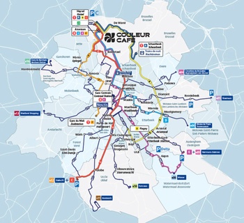Overzicht van het MIVB-nachtnet van Couleur Café 2026.