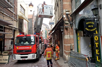 Brandweer pompiers hulpdiensten Beenhouwersstraat Taverne du Passage Hotel aux arcades