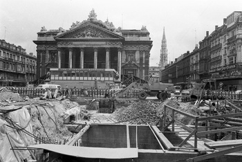 1974, aanleg metro Anspachlaan Beursplein