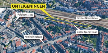 Infrabel onteigeningen Vooruitganstraat voor viaduct Noordster