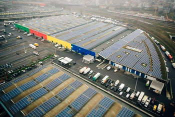 Zonnepanelen van de Vroegmarkt van Brussel (Mabru)