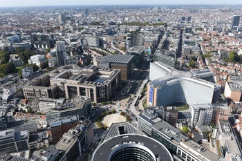 Berlaymontgebouw Europese Gemeenschap hoofdkantoor Europese Commissie Wetstraat luchtbeeld