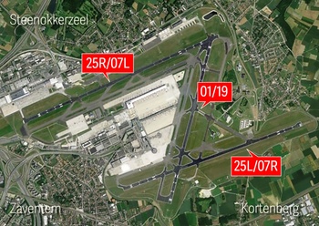 De start- en landingsbanen op Brussels Airport