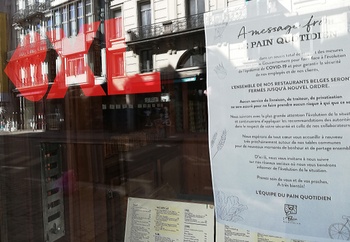 De winkels van Le Pain Quotidien (hier Dansaertstraat) sluiten door de dreiging van het coronavirus (covid-19)