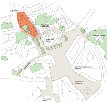 de vzw Rafaël vertimmert de oude Sint-Annakliniek tot een solidair dorp met 51 woningen, een crèche, voedselbank, sociaal restaurant en kapel Ilôt Rafael