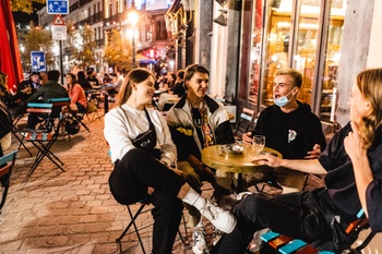 22 september 2020: studenten op de VUB bij het begin van het nieuwe academiejaar, met mondmasker