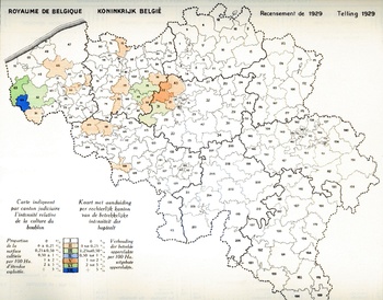 Voeding in de stad hopteelt in België volgens een telling in 1929