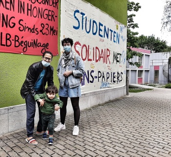 Lahoucine Ed Darham en Liselotte Degroote, studente aan het RITCS, maar lid van de linkse studentenkring Comac VUB