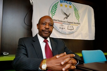 Paul Rusesabagina, voorzitter van de Rwandese politieke beweging MRCD-UBUMWE in juni 2019