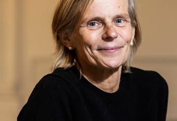 Caroline Pauwels, rector van de VUB (Vrije Universiteit Brussel) voor de uitereiking van de eredoctoraten 'Doctor Honoris Causa' op 17 november 2021