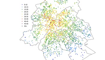 De defintieve kaart met de meetresultaten van CurieuzenAir 2022, het burgeronderzoek naar luchtkwaliteit in het Brussels Gewest